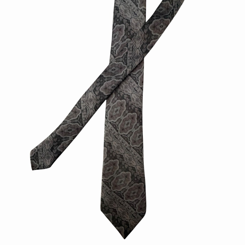 Vintage Givenchy John Webster Tie Gray Damask Jacquard Old Money Designer Luxury